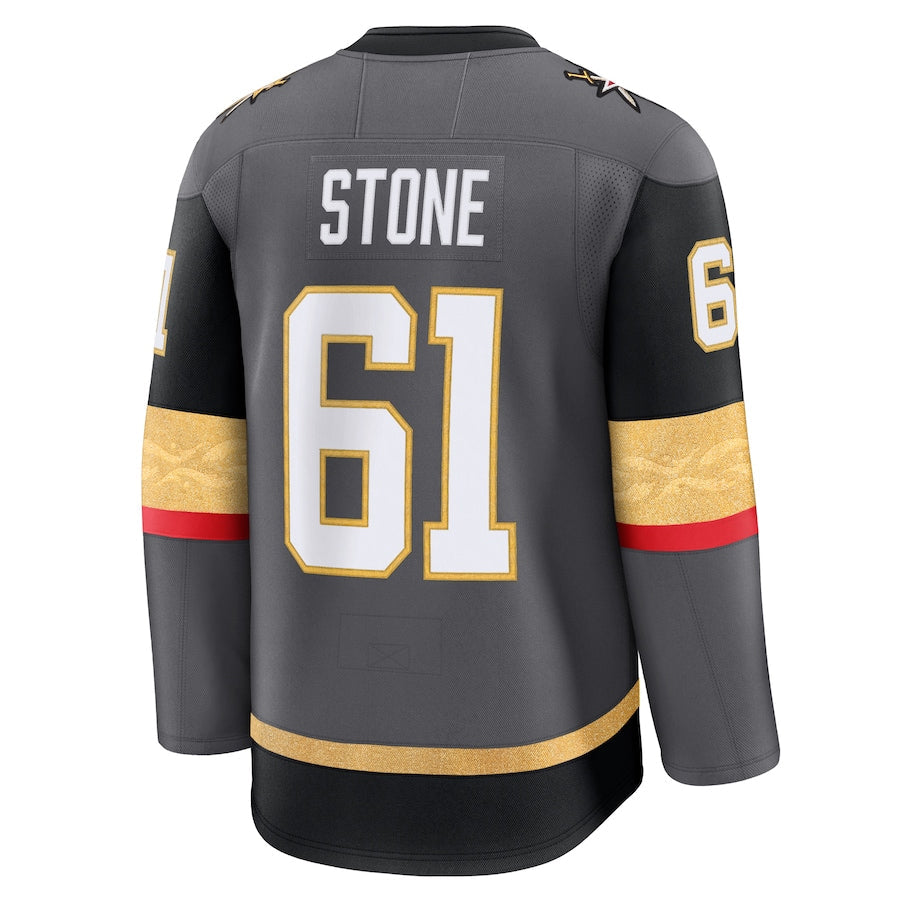 V.Golden Knights #61 Mark Stone Player Fanatics Premium Gray Hockey Jerseys
