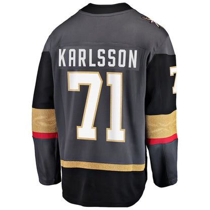 V.Golden Knights #71 William Karlsson Player Fanatics Gray Home Premier Breakaway Hockey Jerseys
