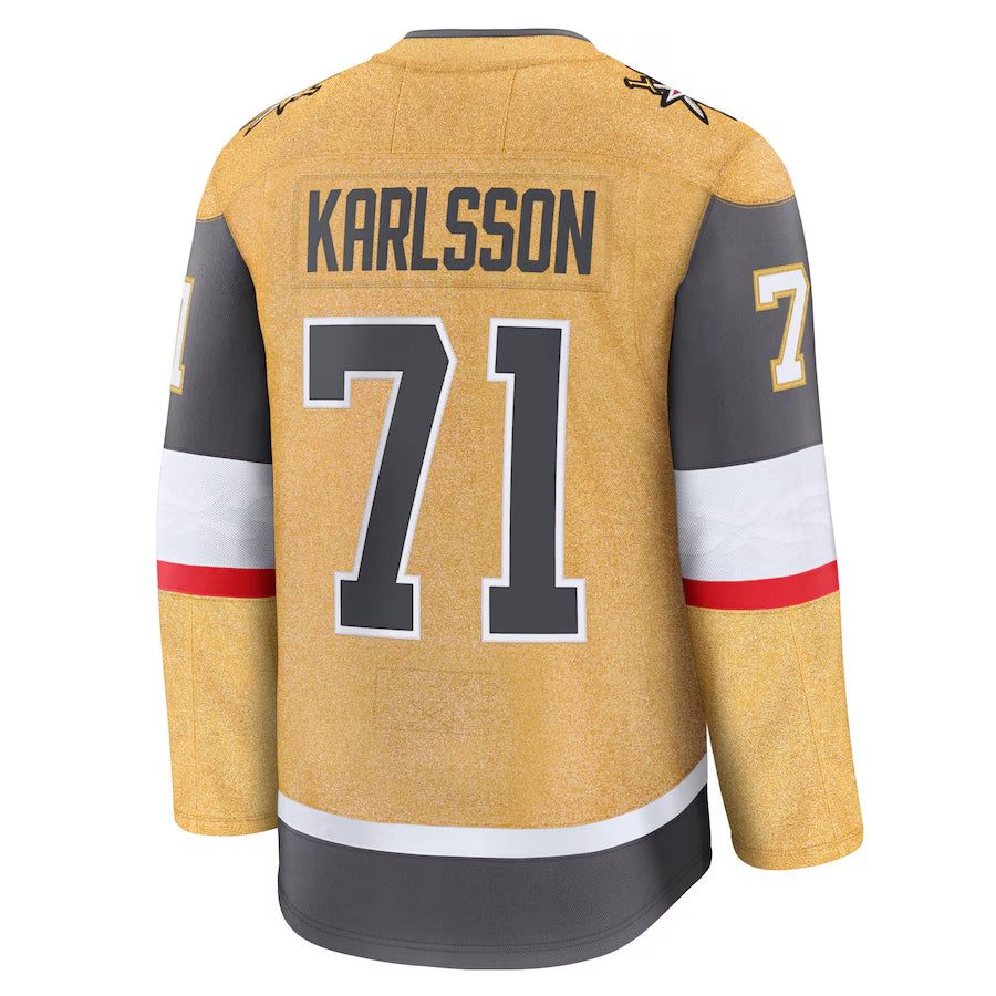 V.Golden Knights #71 William Karlsson Player Fanatics Home Premium Gold Hockey Jerseys