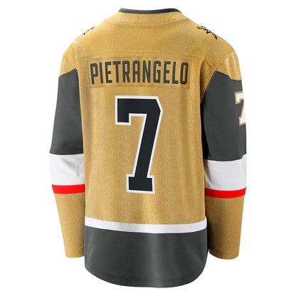 V.Golden Knights #7 Alex Pietrangelo Player Fanatics Home Breakaway Gold Hockey Jerseys