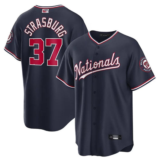 W.Nationals #37 Stephen Strasburg Player Navy Replica Baseball Jerseys